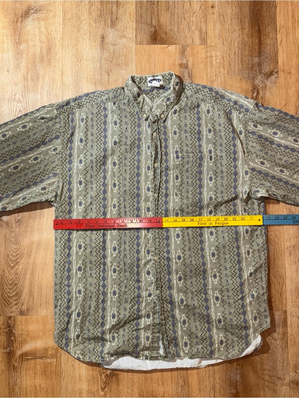 MOTTO Southwestern Sportsman Western Rodeo Aztec Serape Shirt Geo All Over Print